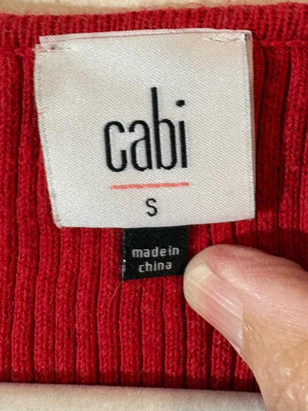 CAbi Cabaret Red Ribbed Chunky Knit Cardigan Sweater Women’s small Tie Waist